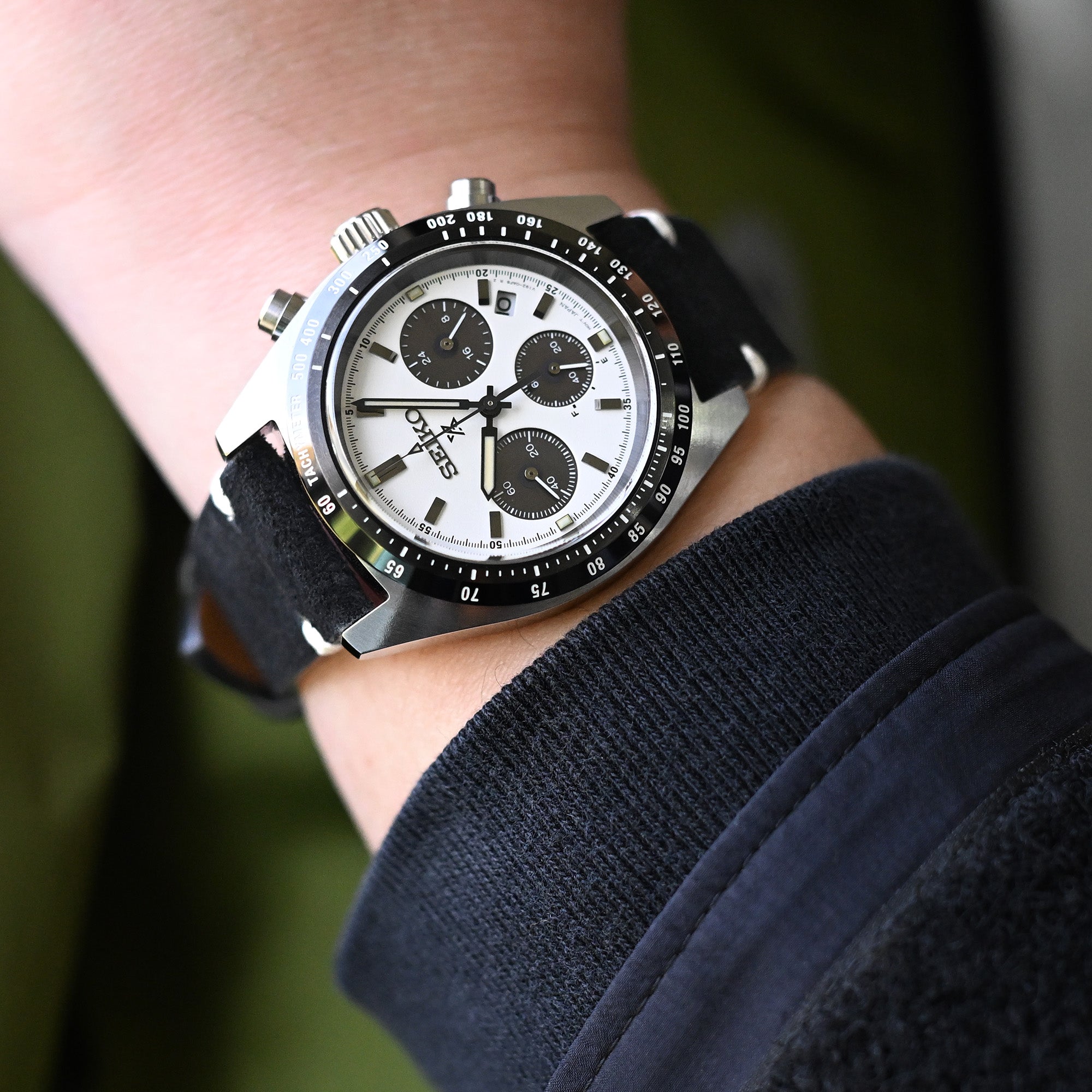 Black Italian Suede Leather Watch Strap | Twin-Stitch Quick Release | 20mm