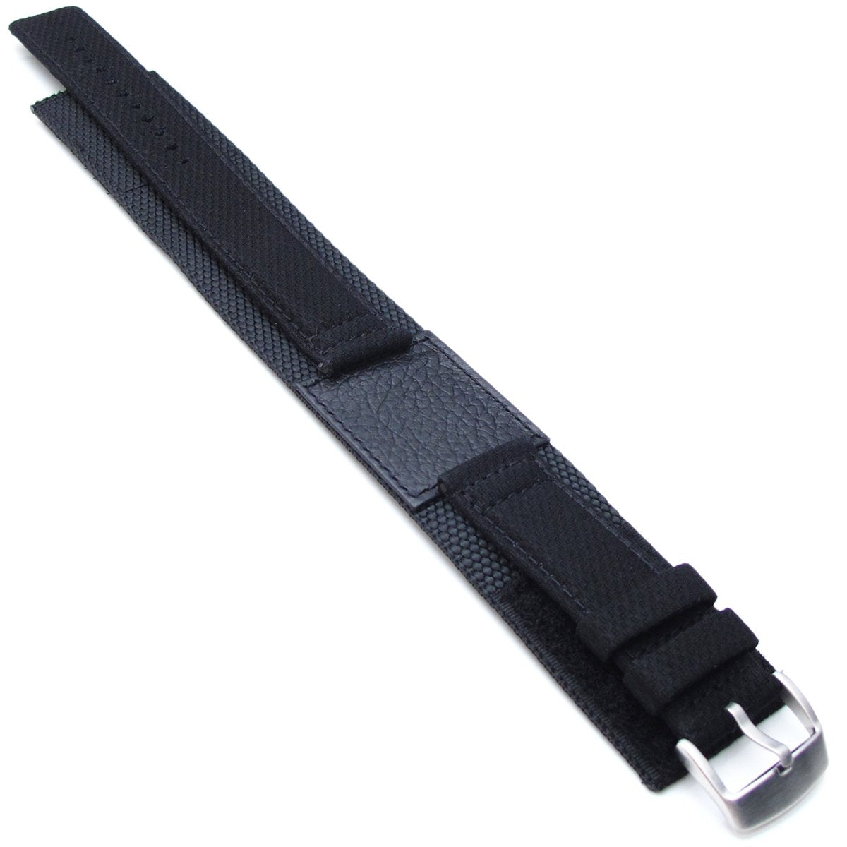 MiLTAT 21mm Double Layer Nylon Black Tactical Velcro Watch Strap