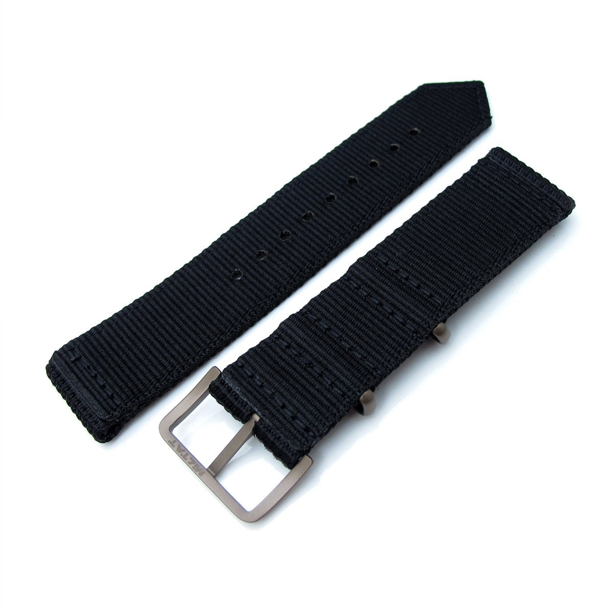 22mm Two Piece WW2 Black 3D NylonArmband, IP Bronze Buckle