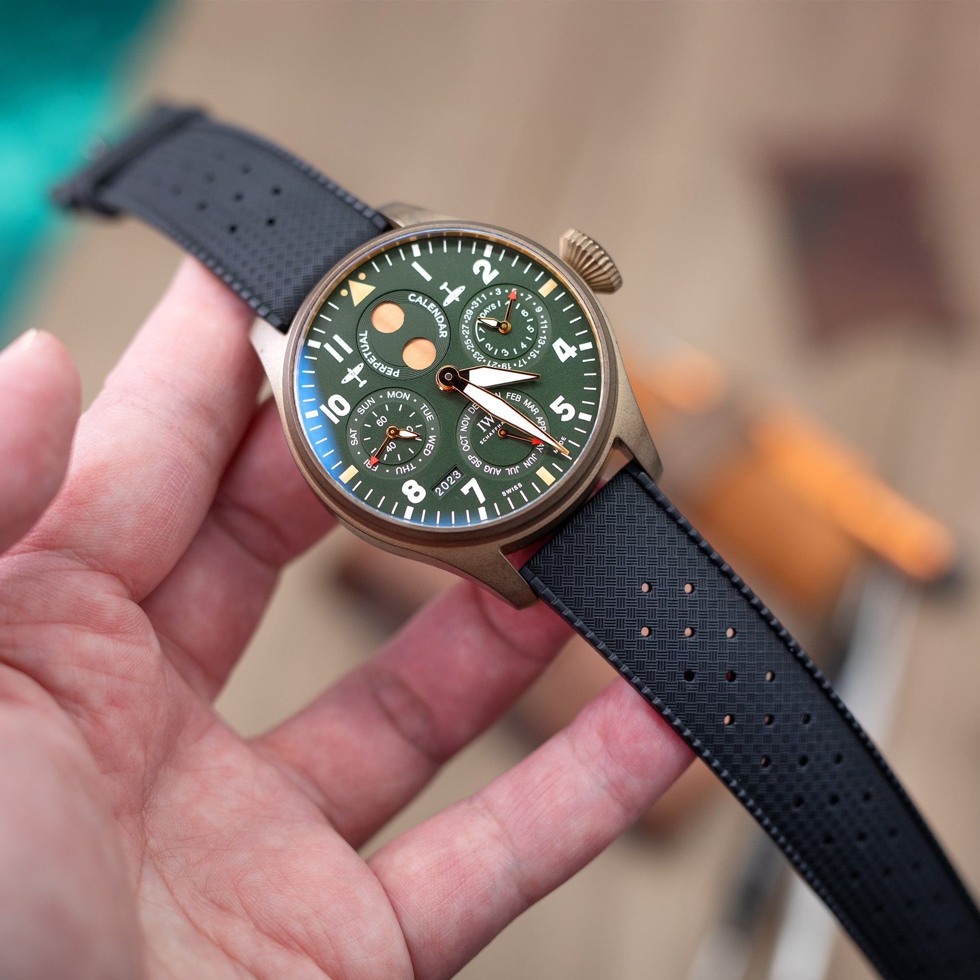 Quick Release Black Tropical-Style Pro FKM rubber watch strap, 19mm, 20mm or 22mm