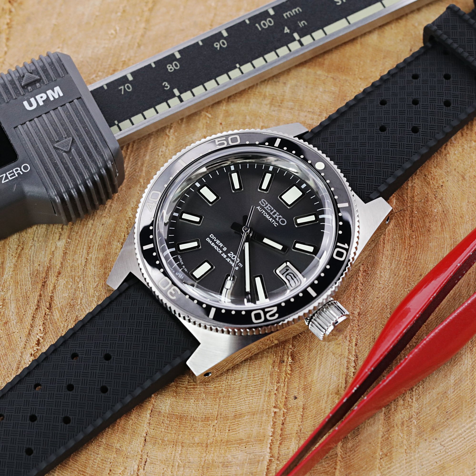 Quick Release Black Tropical-Style Pro FKM rubber watch strap, 19mm, 20mm or 22mm