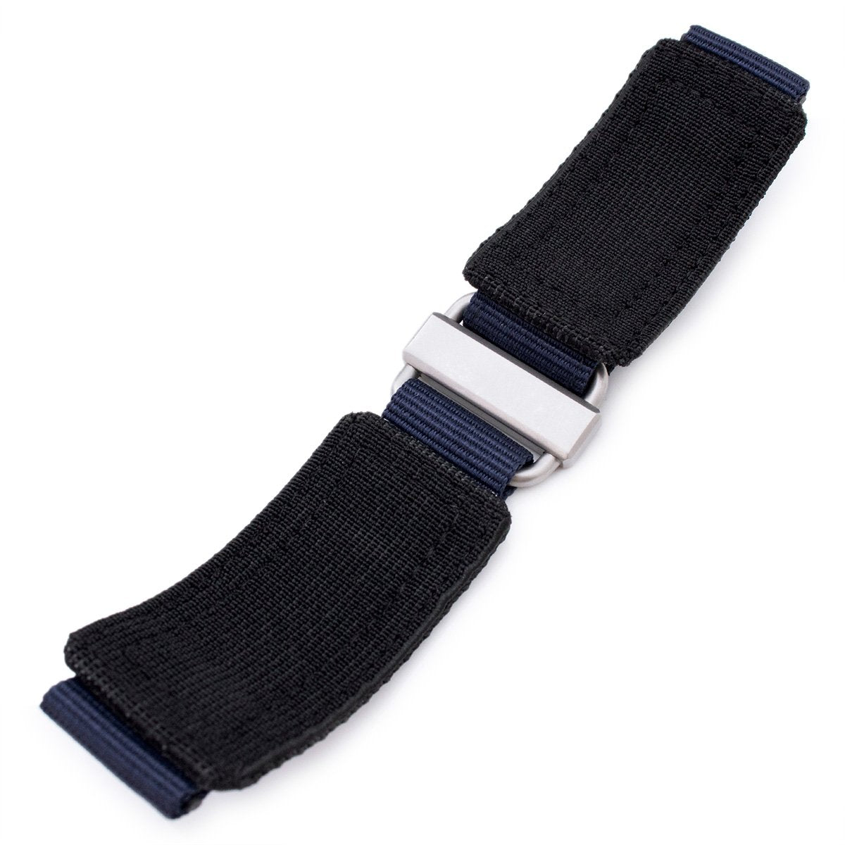 22mm MiLTAT Navy Blue Nylon Velcro Fastener Watch Strap, Brushed Stainless Buckle